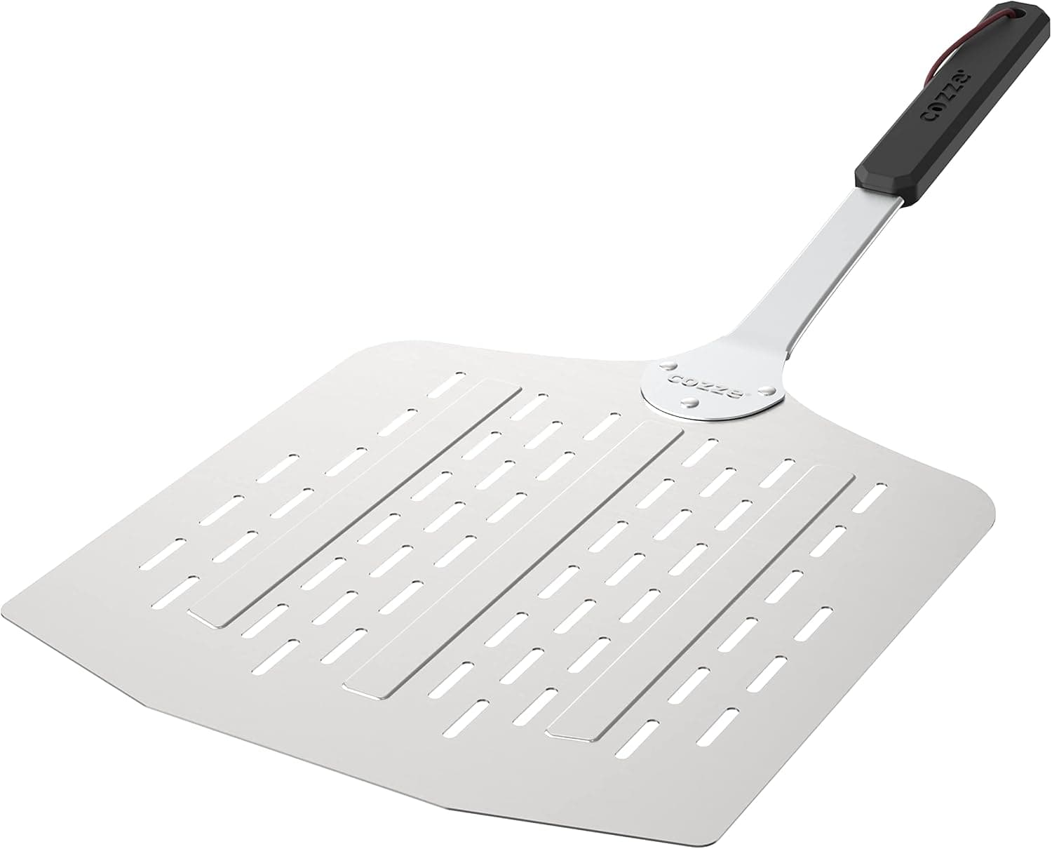 Cozze Pizza Paddle With Holes Stainless Steel Aluminium Lfgp Approved Perforated Surface Bakelite Handle With Leather Strap 66 X 30 X 30 Cm