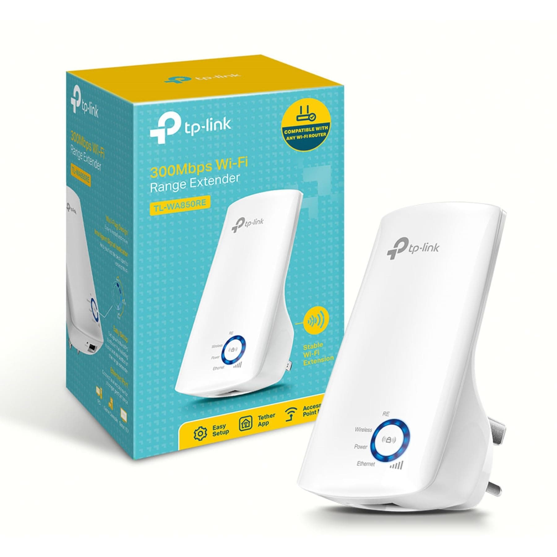 TP-Link TL-WA850RE 300Mbps Universal Wi-Fi Range Extender, Ethernet Bridge Support Wi-Fi Booster Repeater Works with any Wi-Fi Router