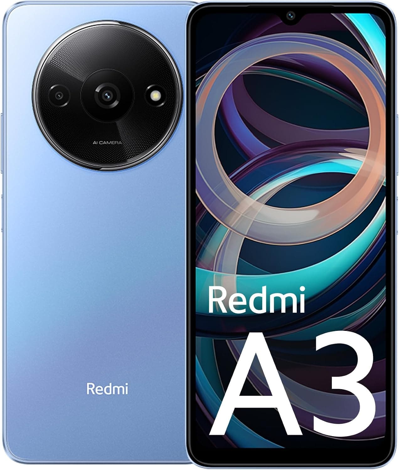 Xiaomi Redmi A3 (Lake Blue, 3GB RAM, 64GB Storage) | Premium Halo Design | 90Hz Display | Powerful 4G G36 Processor