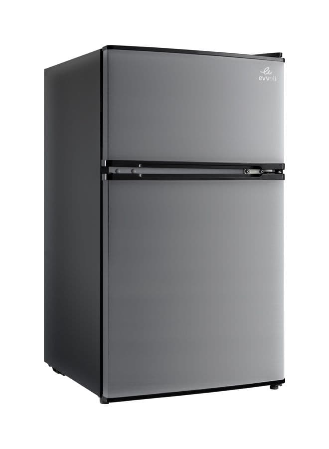 Evvoli Top Mount Refrigerator 100 Liters Adjustable Leg Interior Light Defrost Type Evrfm 100s Silver