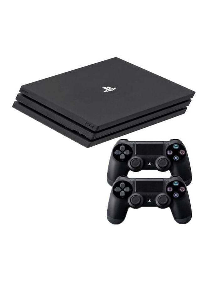 Renewed Sony PlayStation 4 Pro 1TB Console Black with 2 DualShock Controllers 4K HDR Support
